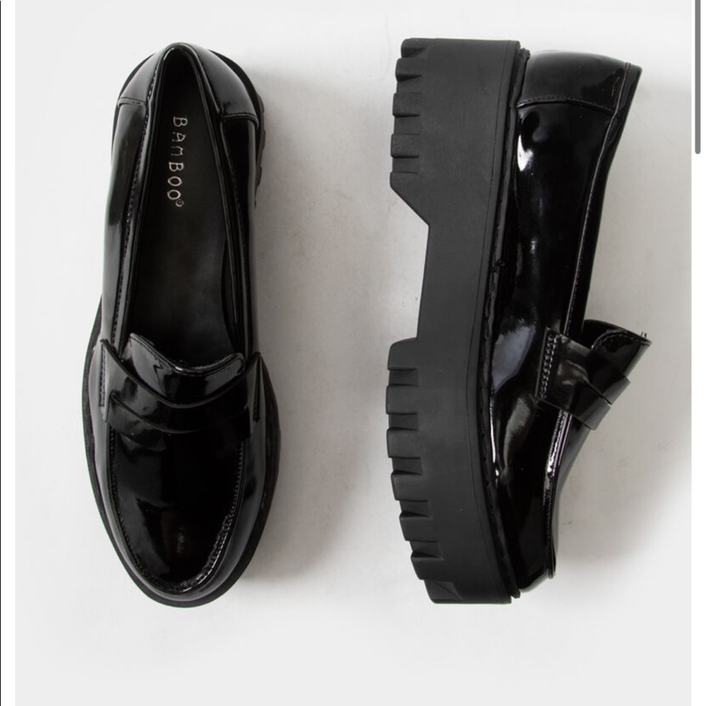 women’s Bamboo crinkle platform loafers shoes